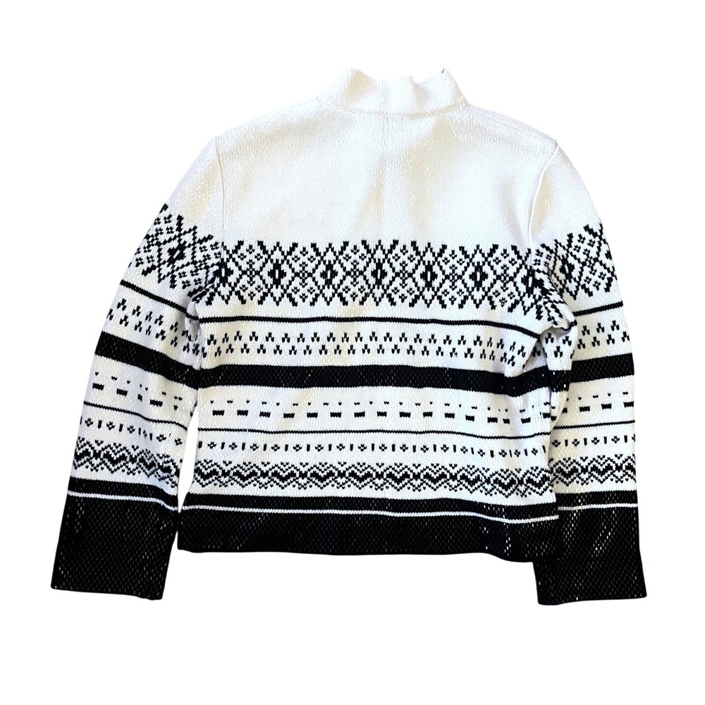 St John Collection Women's Knit Sweater Black White Sequined Skirt Set- Size M - Picture 3 of 9